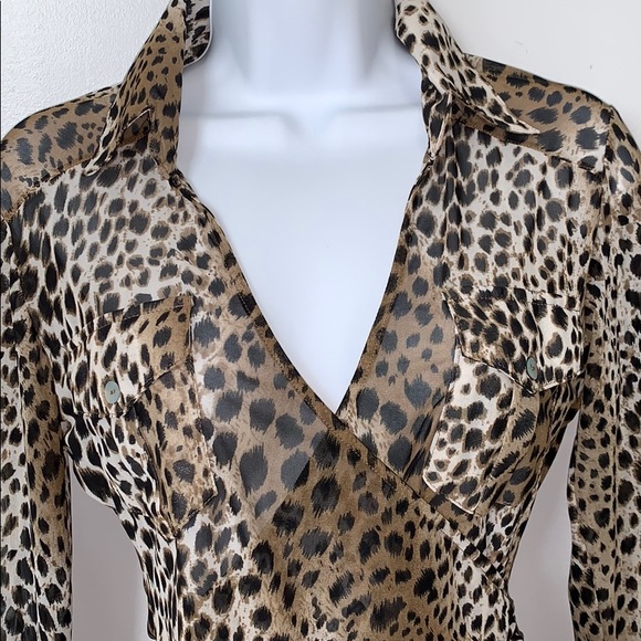 Animal Print Faux Wrap Top - Picture 3 of 10